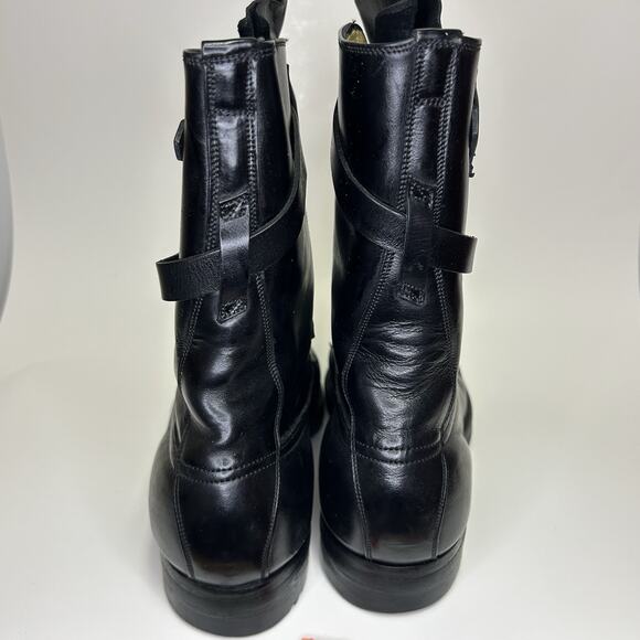 Vintage Dehner\'s Tanker Omaha Black Leather Strap Buckle Moto Boots Sz 8.5 Men\'s main image 6